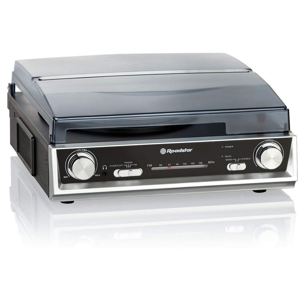 #Gira discos  TTR-8634|Leitor de vinil 33/45/78 rpm| Rádio|Preto  - Roadstar