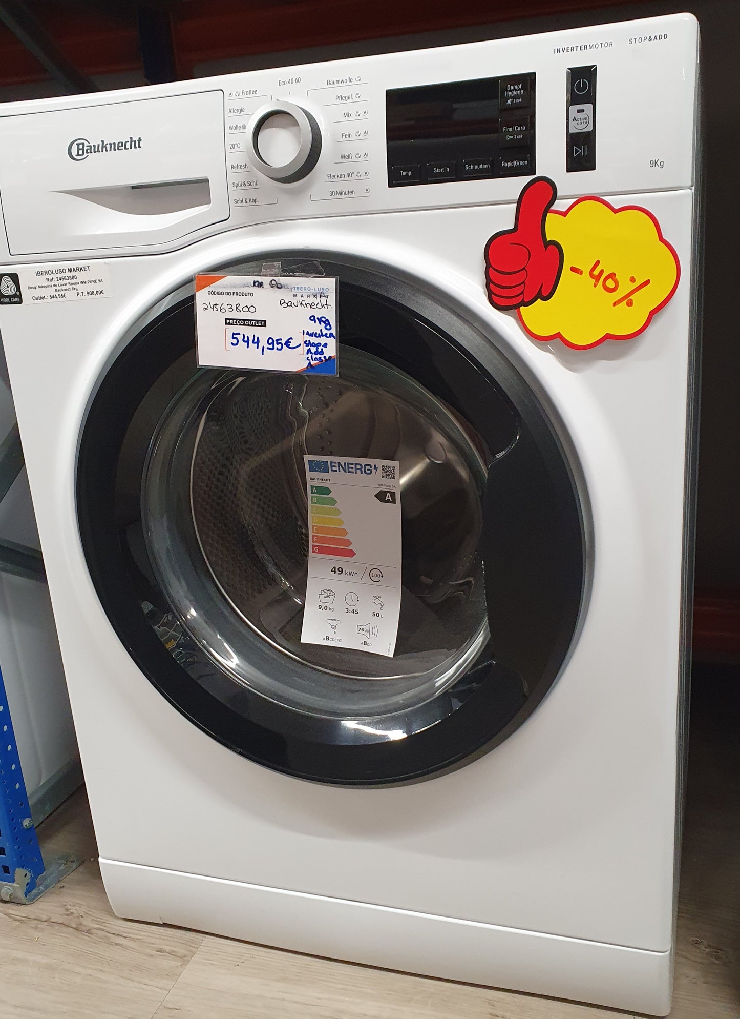 Máquina de Lavar Roupa WM PURE 9A  9kg - Bauknecht