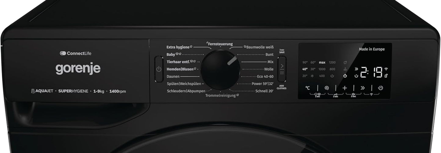 Máquina de Lavar Roupa WPNEI94A1DTSB 9Kg PRETA - GORENJE